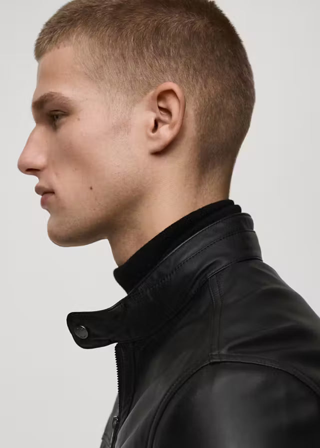 Men’s Black Leather Biker Jacket | Classic Vintage Flight Jacket