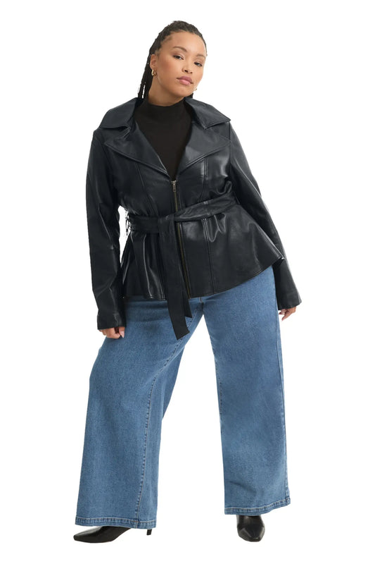 Women’s Peplum Style Leather Jacket – Elegant & Feminine Edge