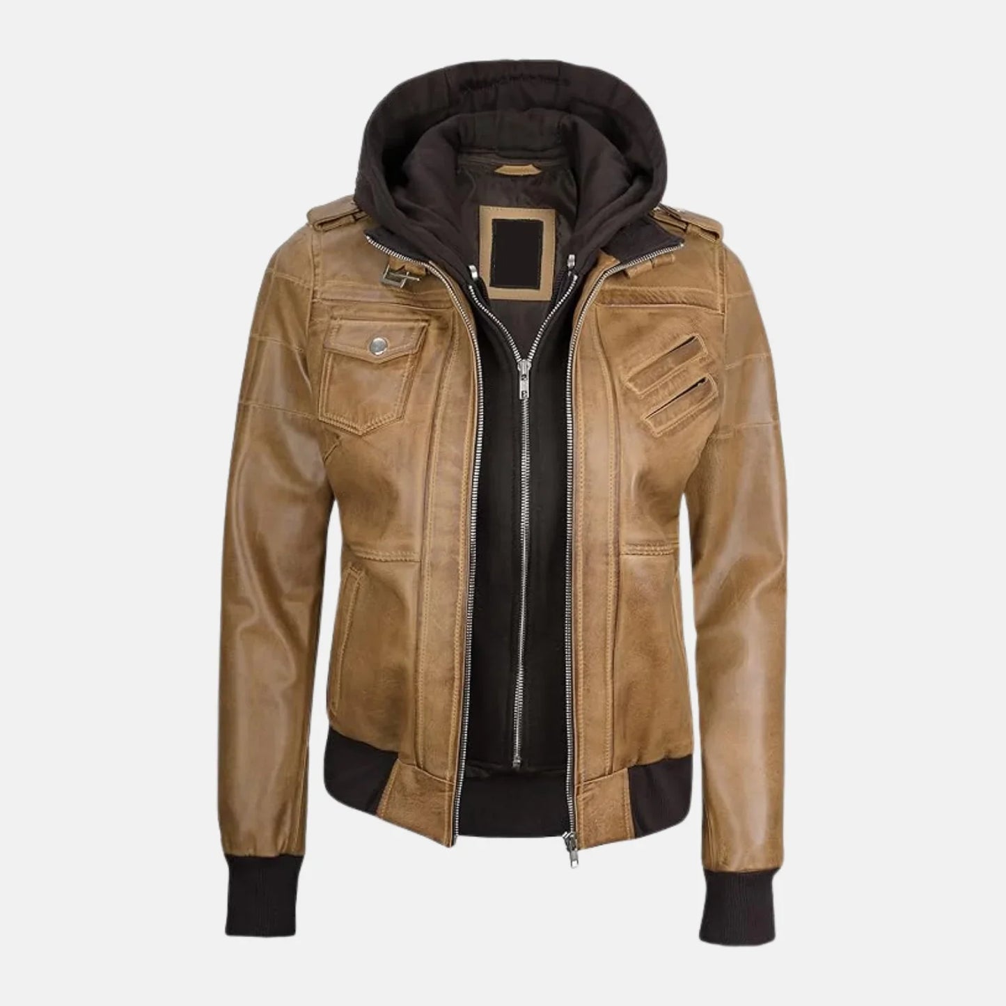 Aurora Zip Style Women's Hooded Leather Jacket | Premium Genuine Leather Jacket