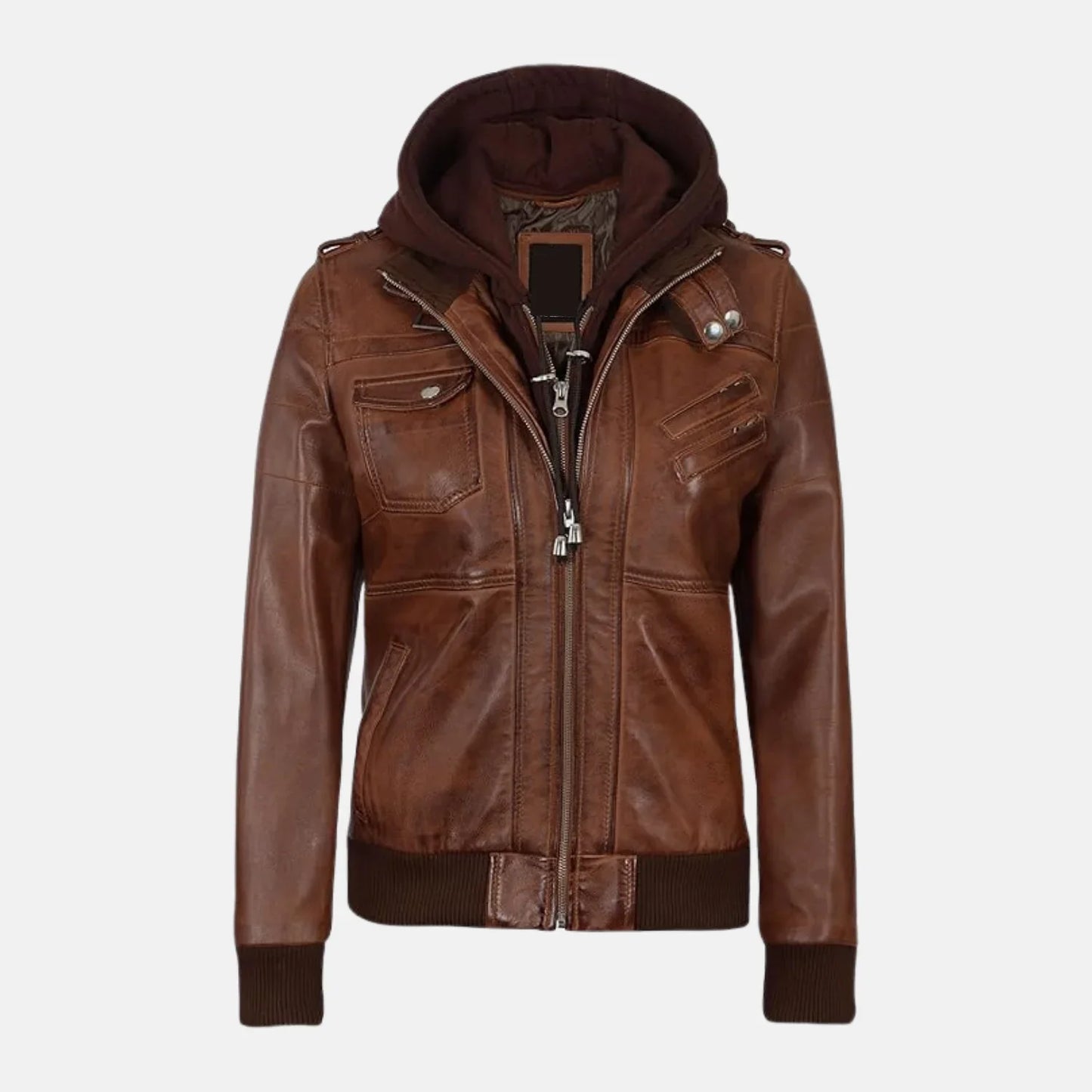 Aurora Zip Style Women's Hooded Leather Jacket | Premium Genuine Leather Jacket