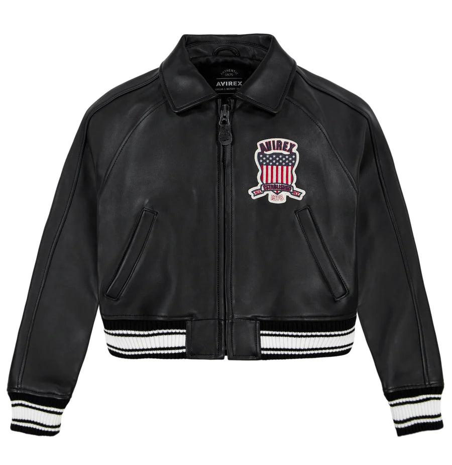 Black Icon Leather Jacket – Aviator Style
