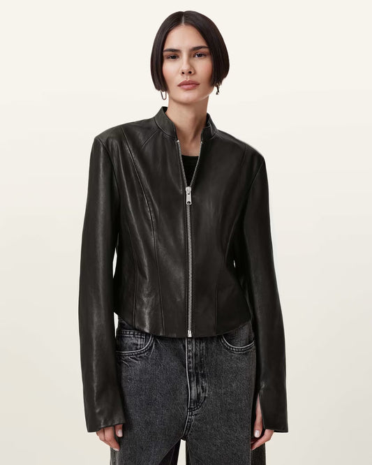 Women's Sadler Slim Fit Genuine Leather Jacket | Classic Casual Leather Jacket