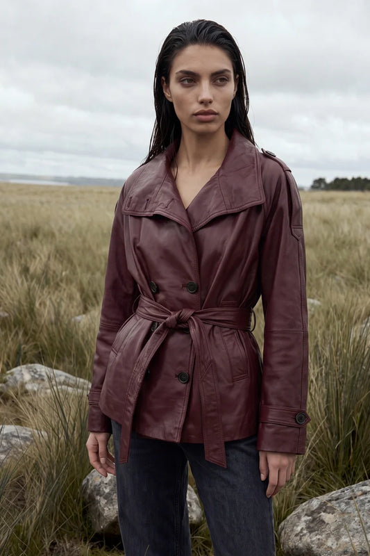 Timeless Leather Trench Coat | Premium Long Outerwear