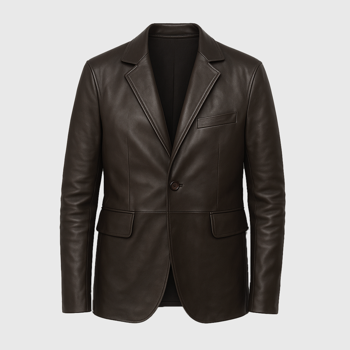 Black Leather Suit Blazer for Men
