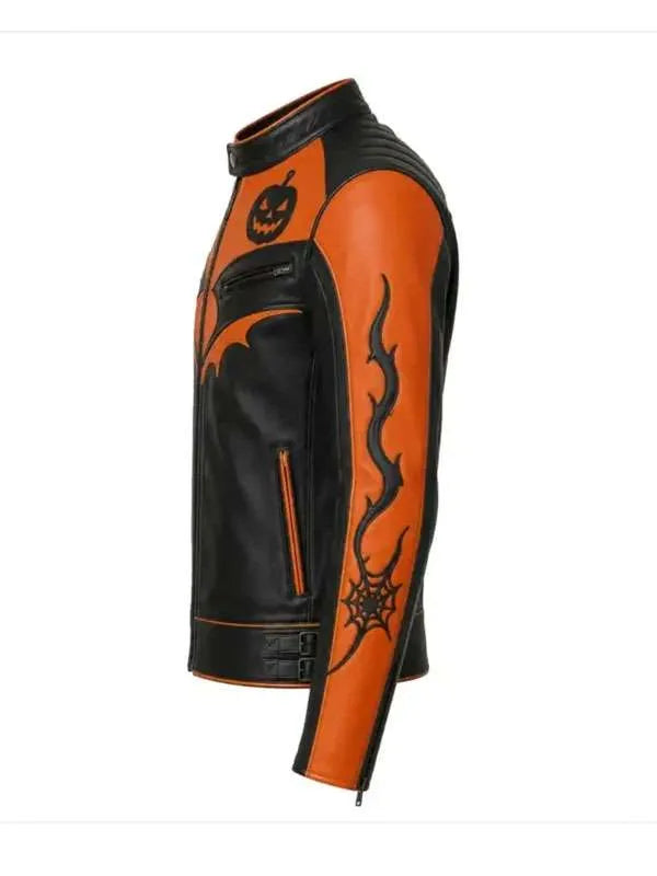 Spooky Halloween Pumpkin Racing Leather Jacket | Motorcycle Jacket