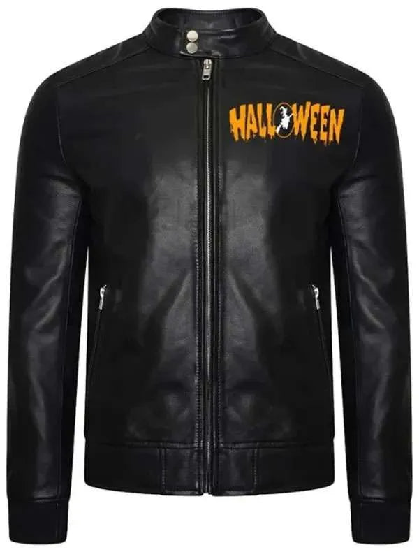 Halloween Black Motorcycle Leather Jacket | Spooky Biker Jacket