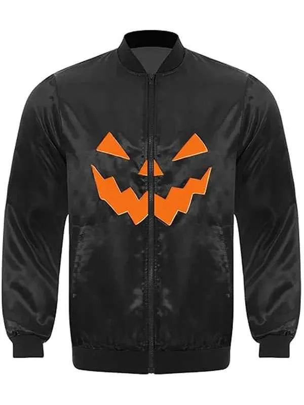 Halloween Scary Pumpkin Leather Bomber Jacket | Jack-O’-Lantern Jacket