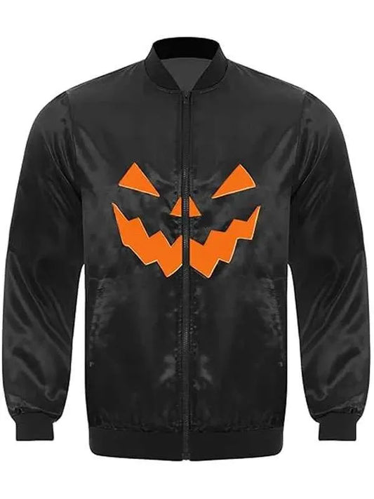 Halloween Scary Pumpkin Leather Bomber Jacket | Jack-O’-Lantern Jacket
