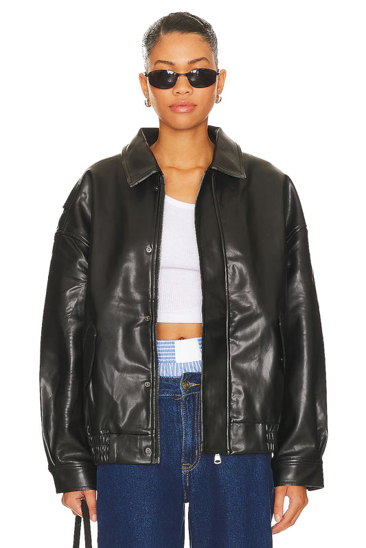 Black Bomber Leather Jacket – Bold, Timeless & Effortlessly Cool