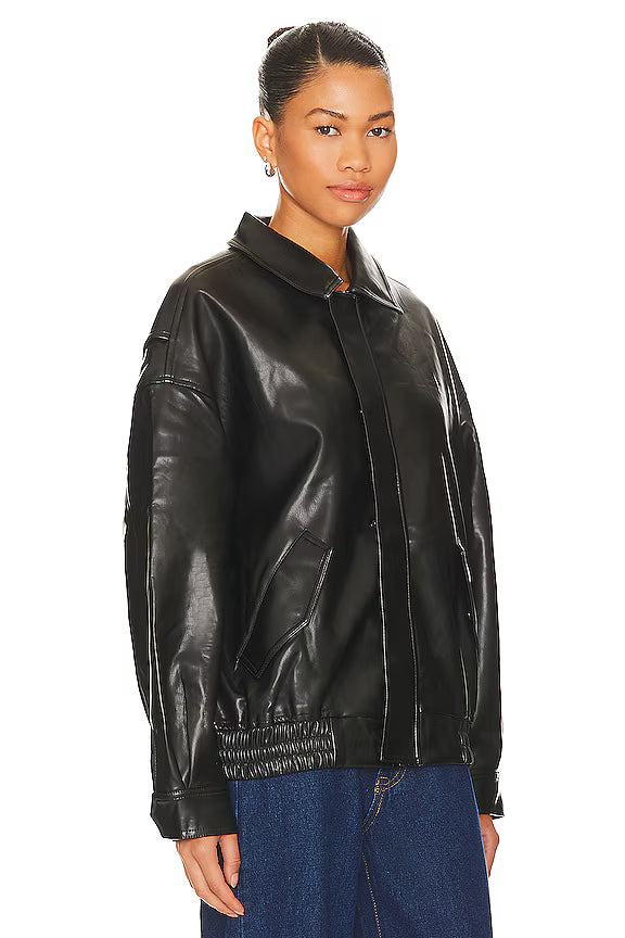 Black Bomber Leather Jacket – Bold, Timeless & Effortlessly Cool