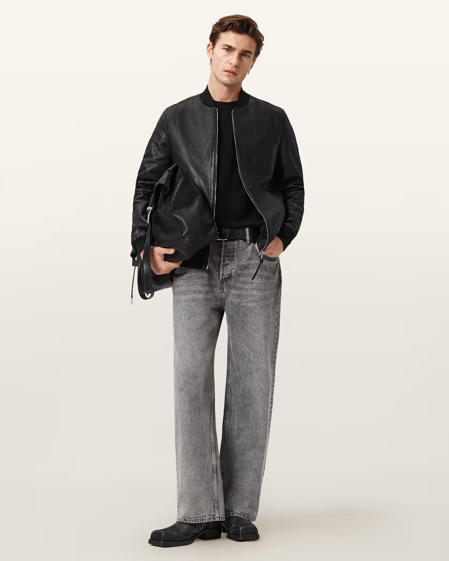 Men's Morten Genuine Leather Bomber Jacket | Classic Zip-Up Bomber Jacket