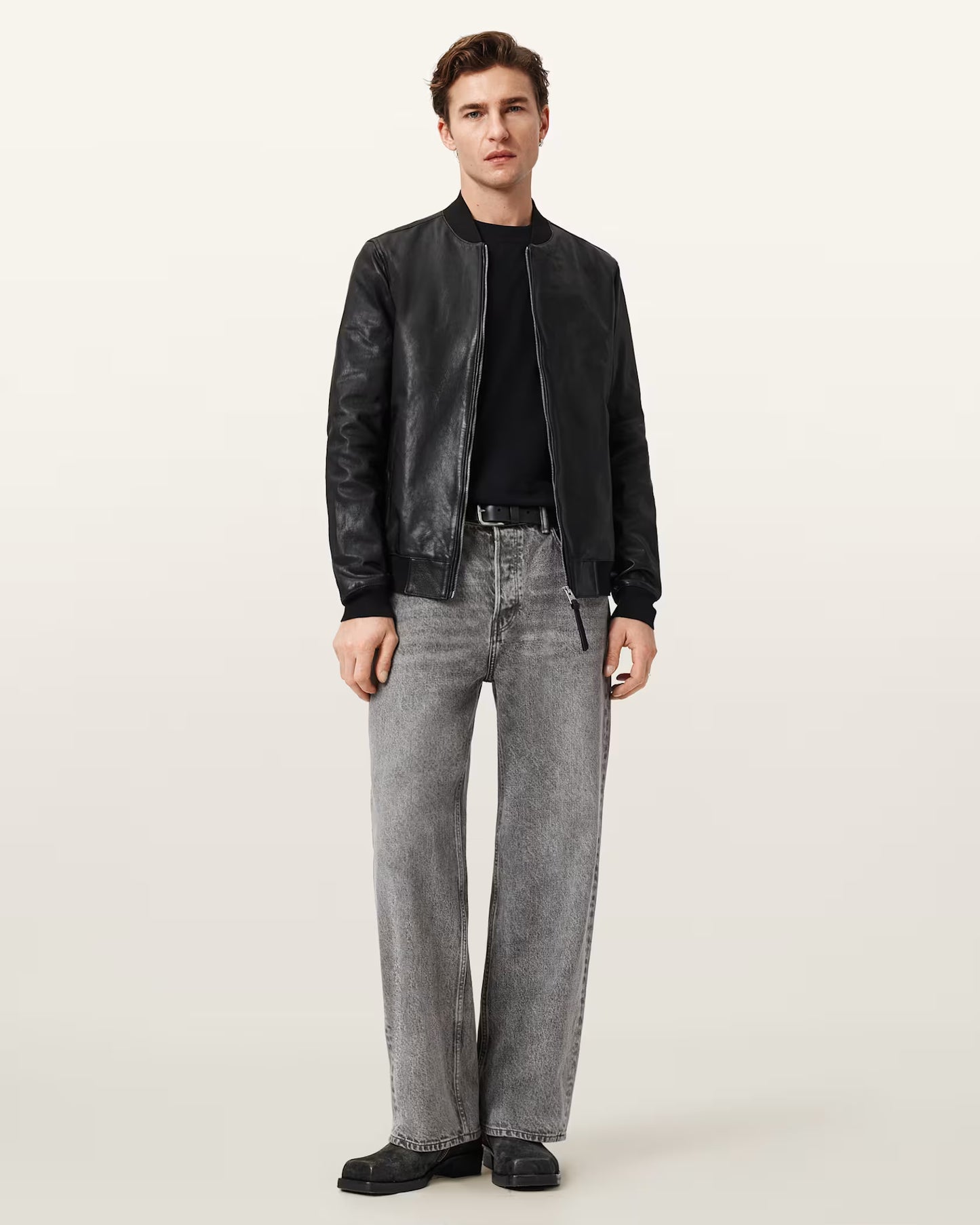 Men's Morten Genuine Leather Bomber Jacket | Classic Zip-Up Bomber Jacket