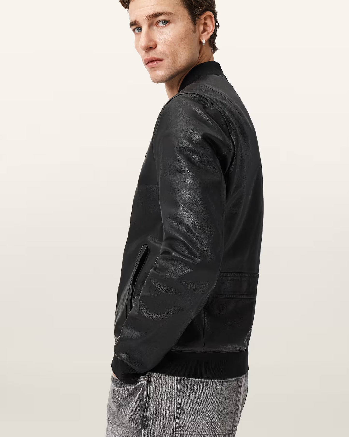 Men's Morten Genuine Leather Bomber Jacket | Classic Zip-Up Bomber Jacket