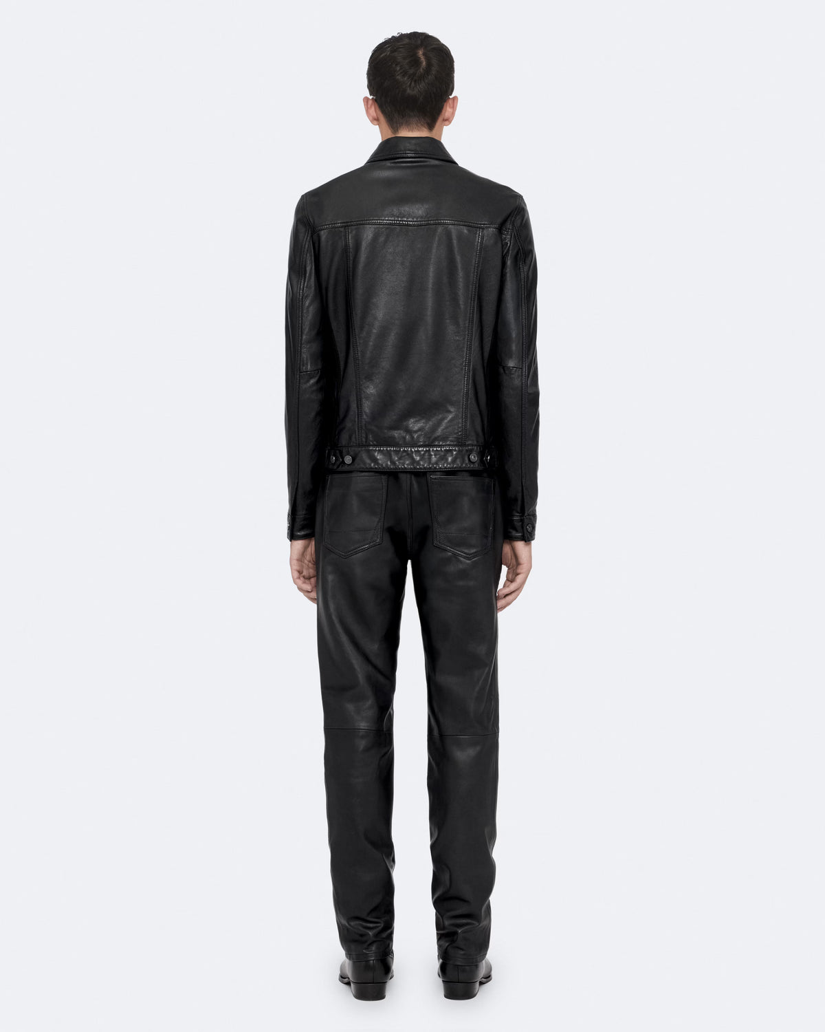 Men’s Black Leather Trucker Jacket