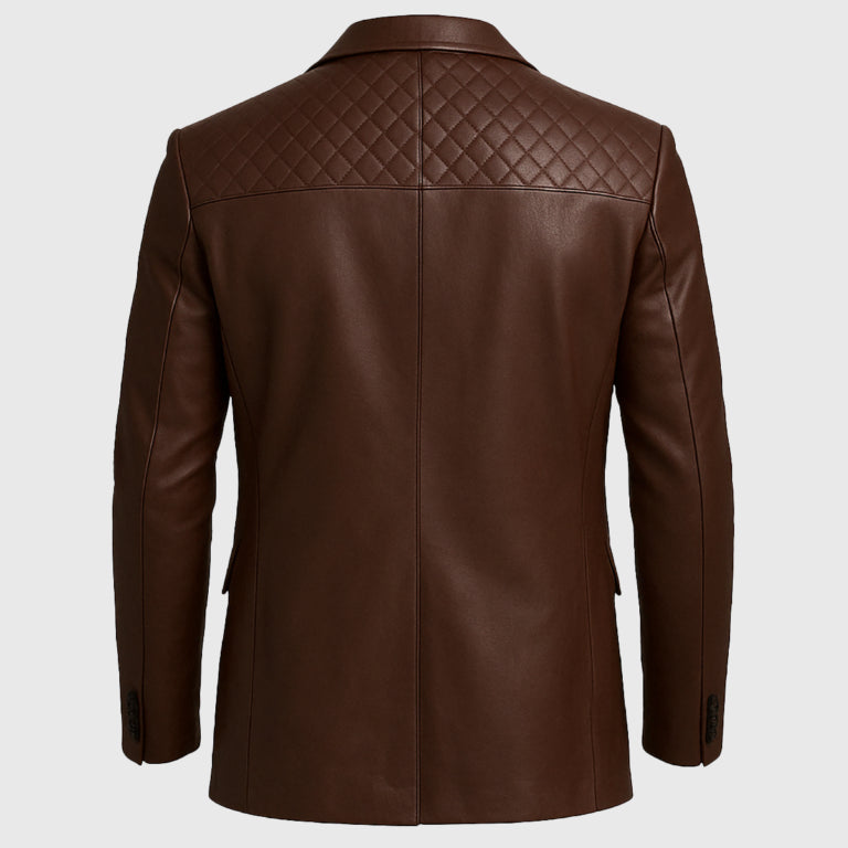 Dark Brown Leather Blazer for Men
