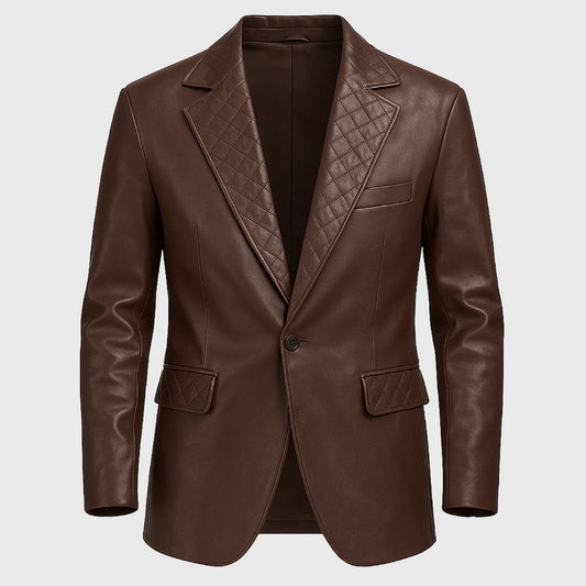 Dark Brown Leather Blazer for Men