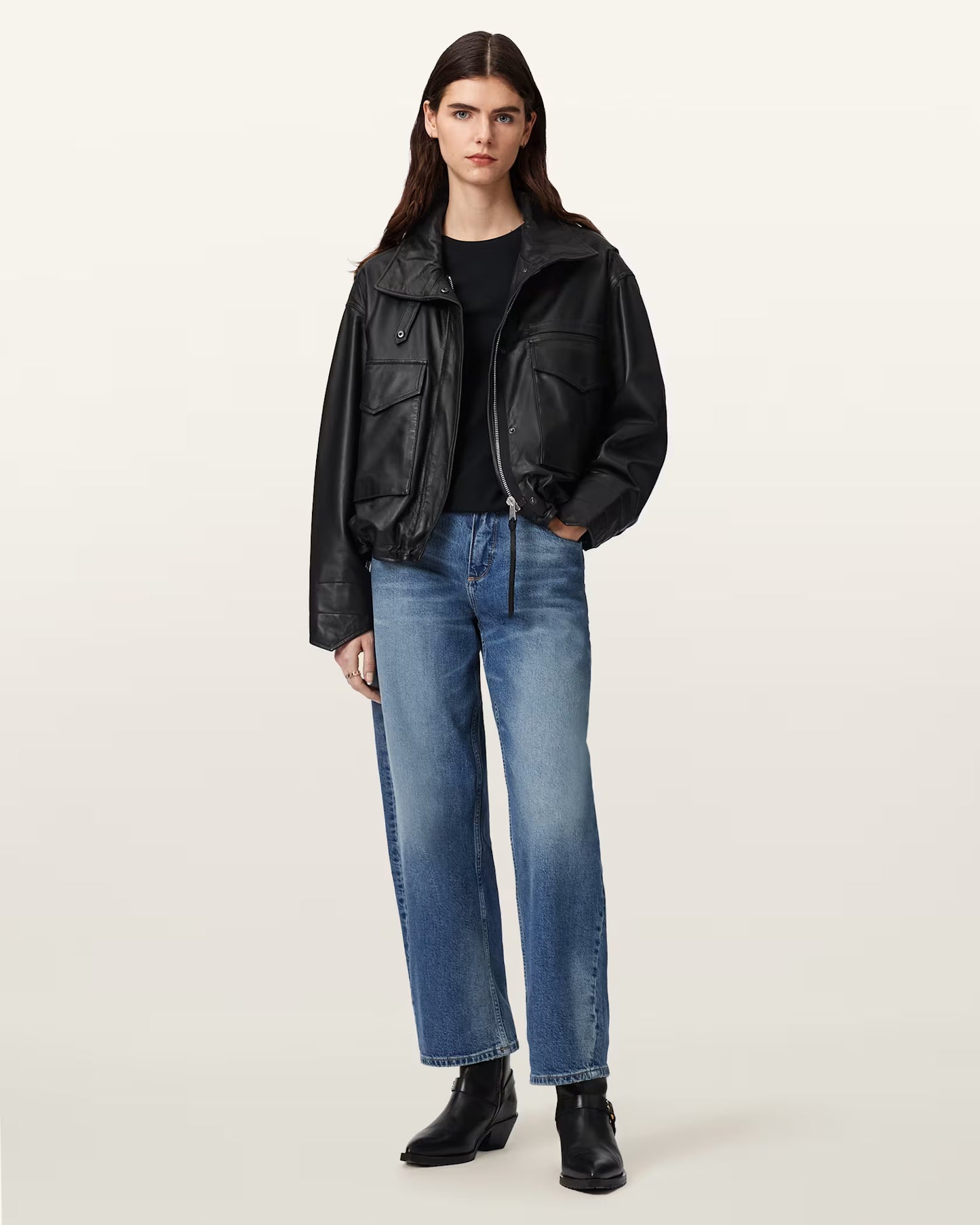Women's Clay Cropped Genuine Leather Jacket | Slim Fit Casual Leather Jacket