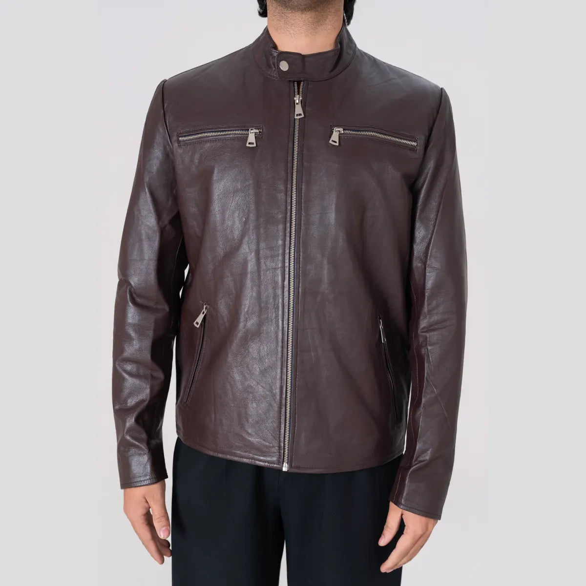 Men’s Chocolate Brown Leather Jacket – Premium Classic Biker Style
