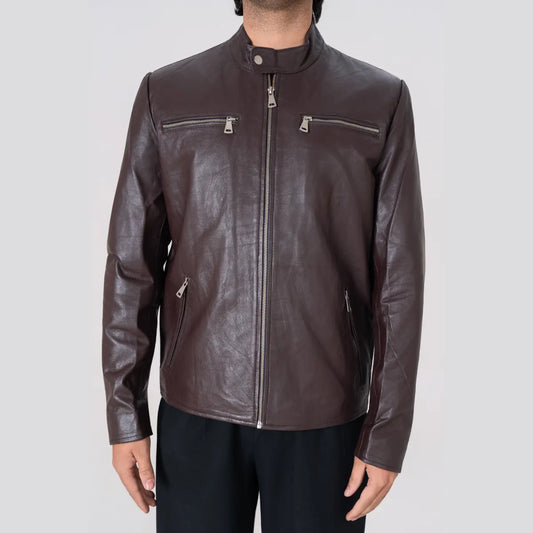 Men’s Chocolate Brown Leather Jacket – Premium Classic Biker Style
