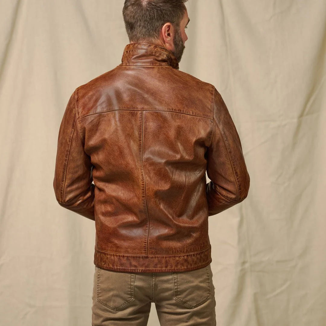 Men’s Camel Brown Leather Jacket – Classic Premium Style