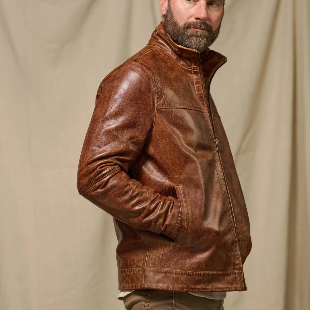 Men’s Camel Brown Leather Jacket – Classic Premium Style
