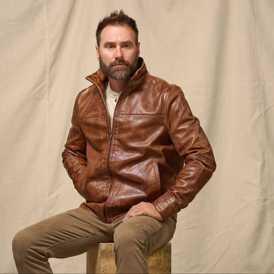 Men’s Camel Brown Leather Jacket – Classic Premium Style