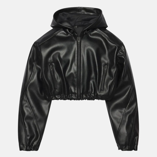 Vivica Women's Zip-Up Hooded Leather Jacket | Premium Genuine Leather Streetwear Jacket