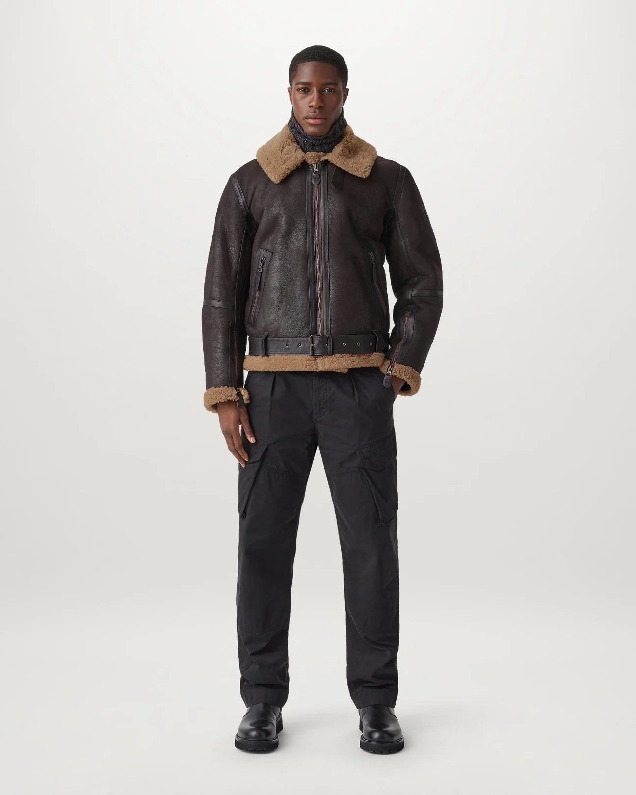 Men’s Brown Shearling Leather Jacket Premium Winter Style