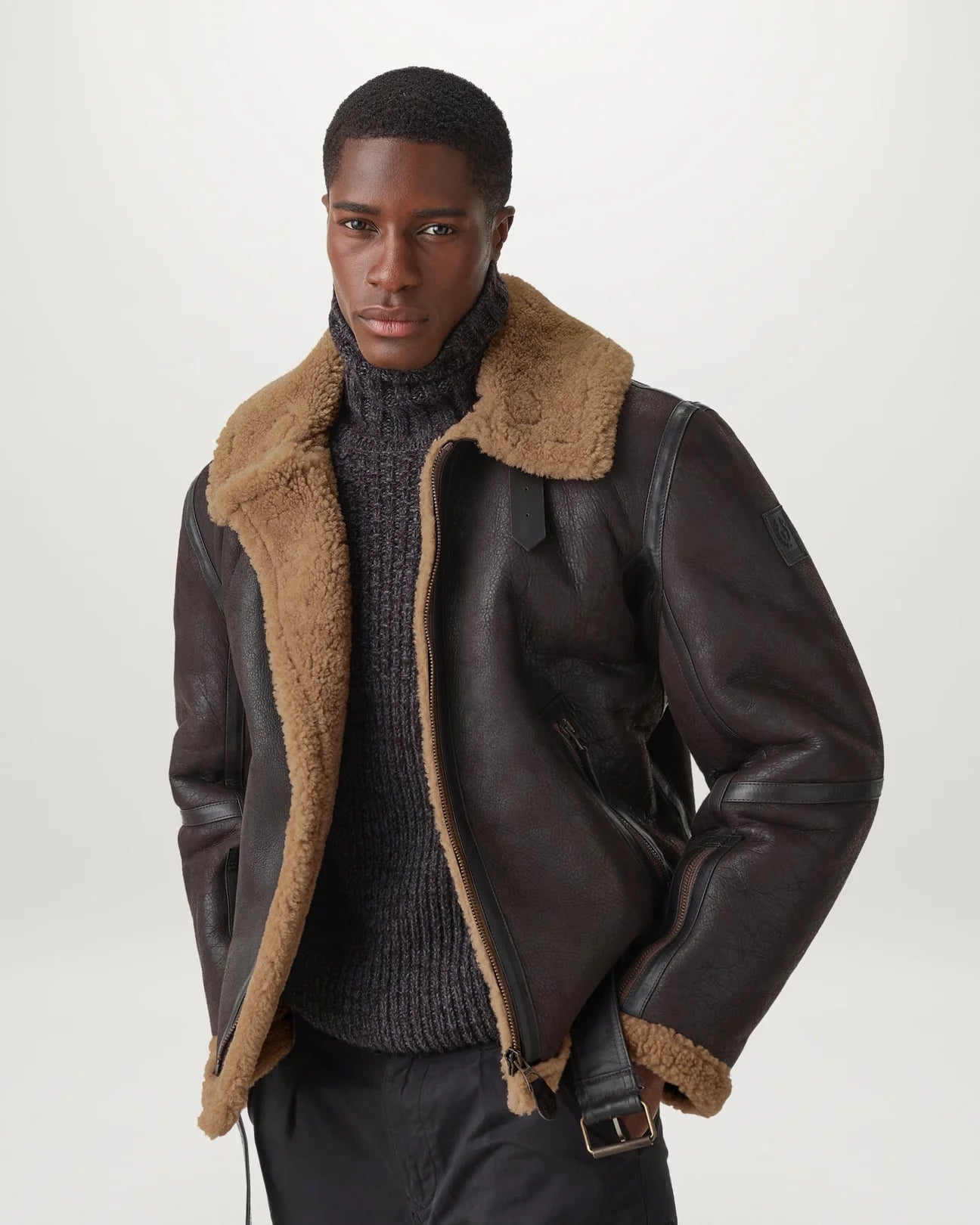 Men’s Brown Shearling Leather Jacket Premium Winter Style