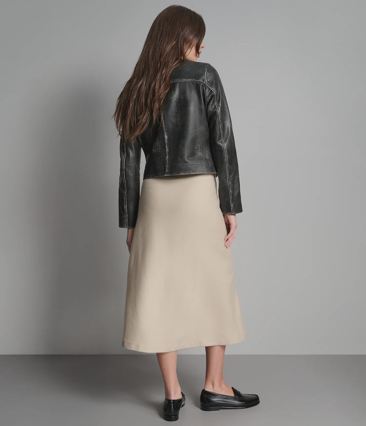 Vintage Collarless Moto Jacket for Women