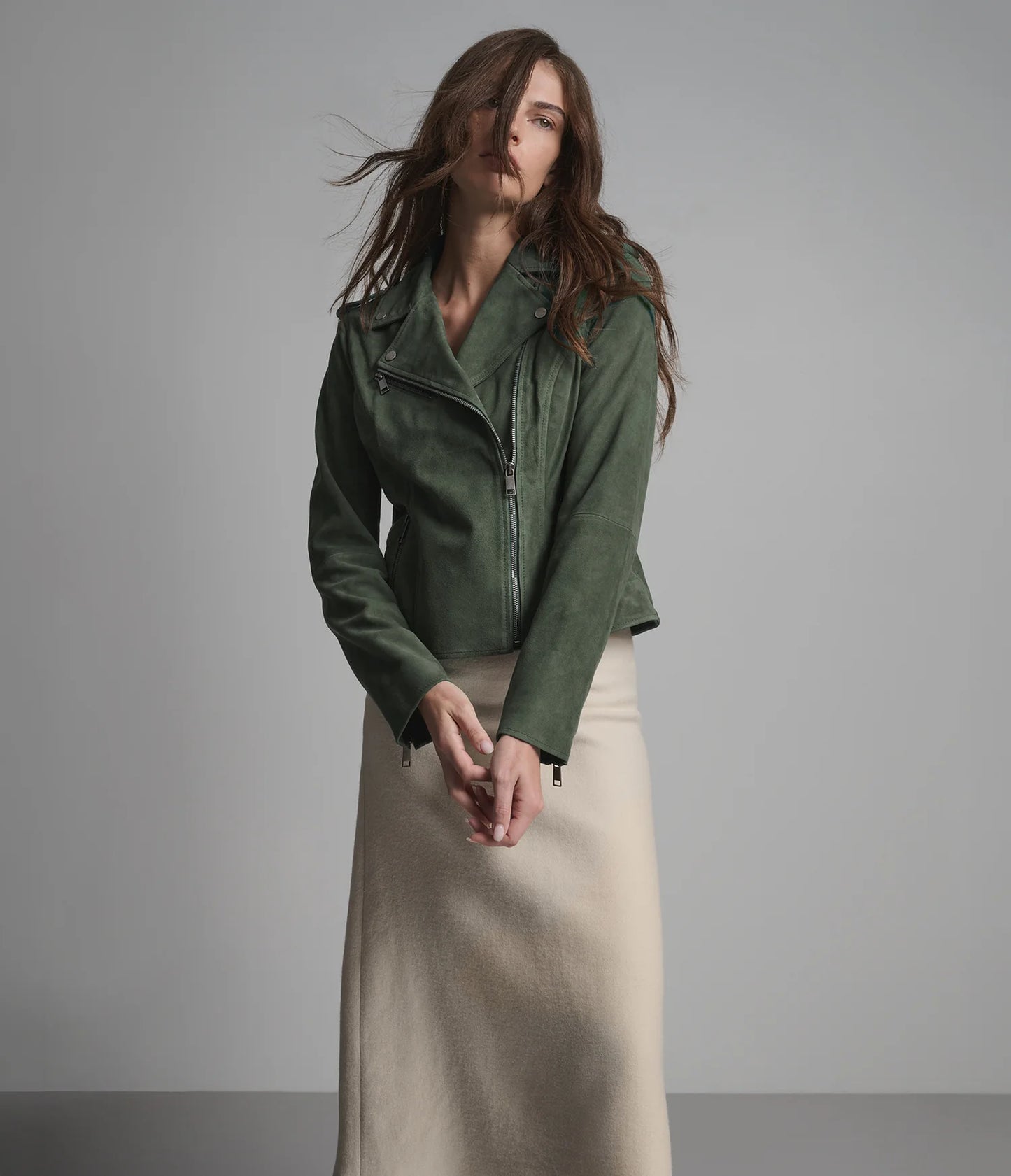 Suede Quilted Moto Jacket for Women