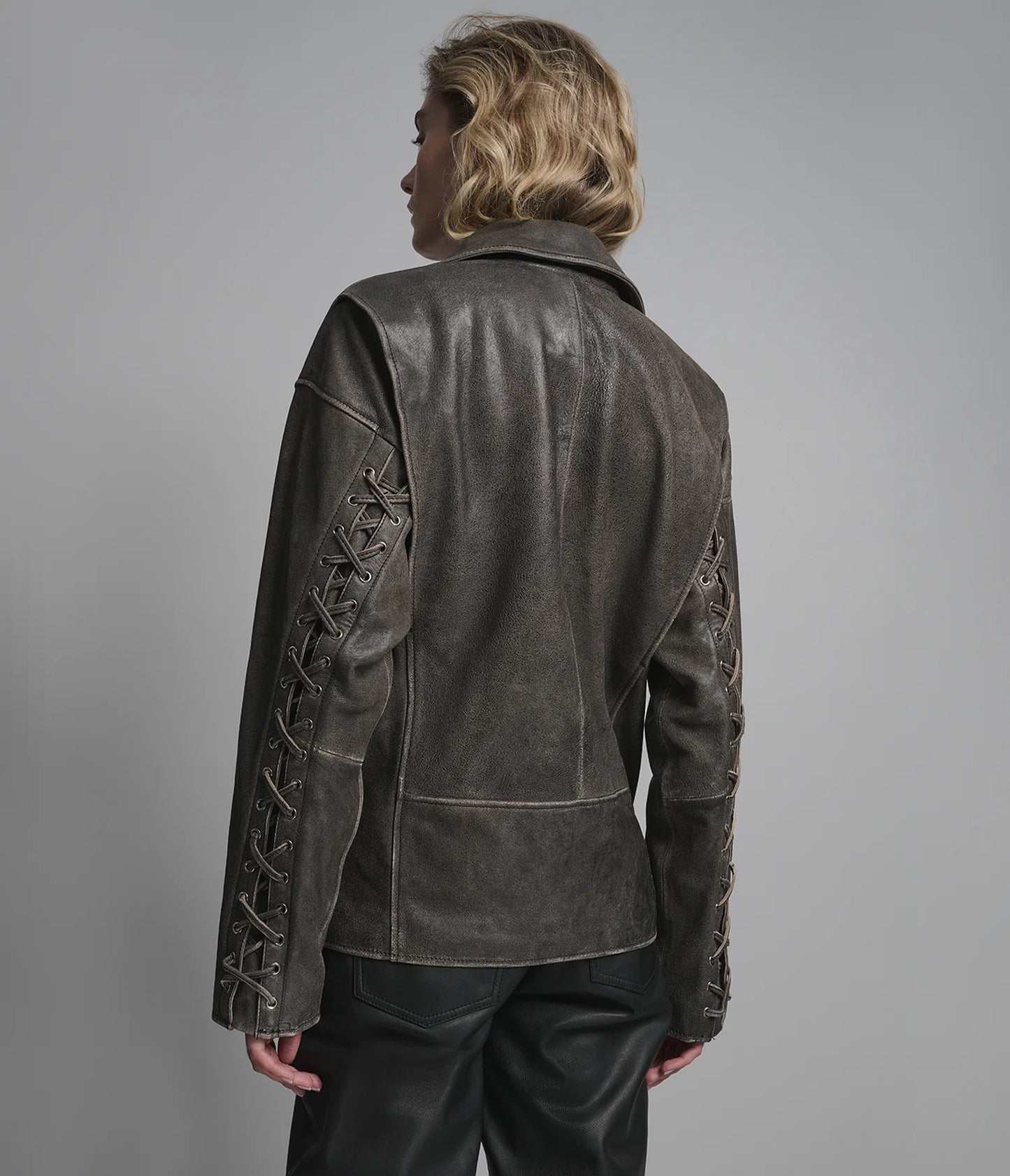 Oversized Asymmetric Leather Moto Jacket for Women