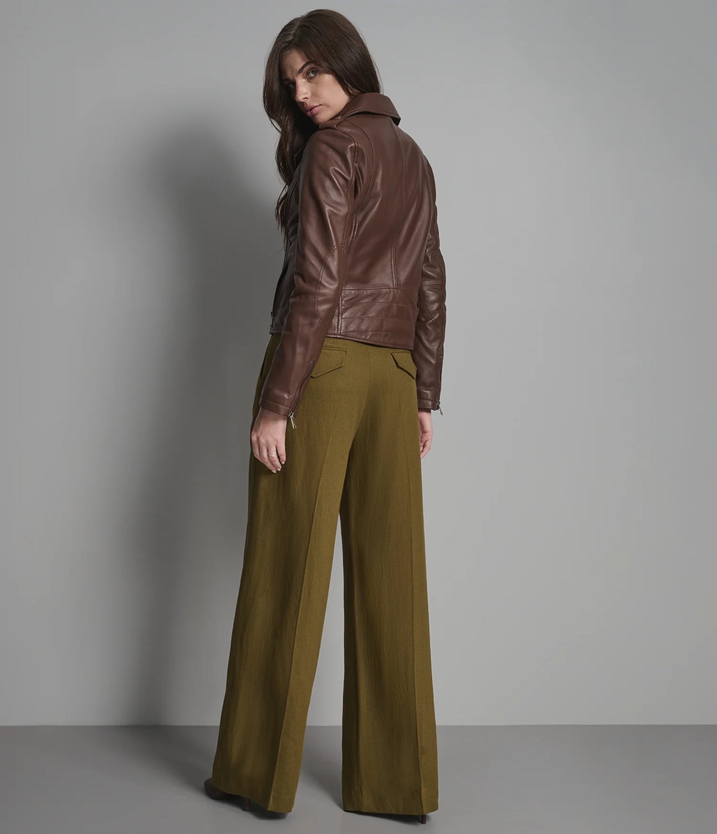 Asymmetrical Leather Moto Jacket for Women
