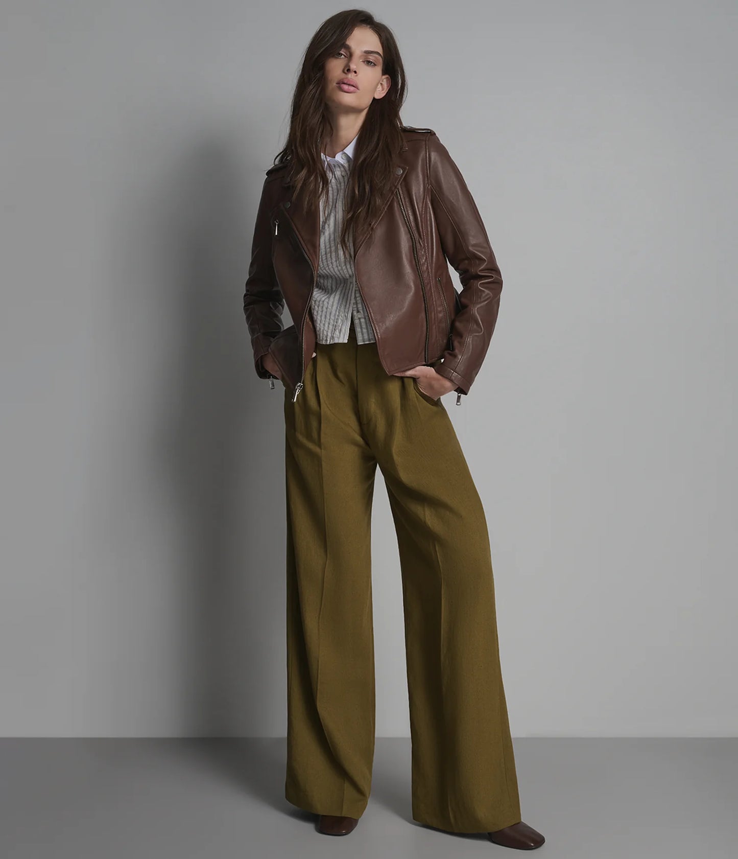Asymmetrical Leather Moto Jacket for Women