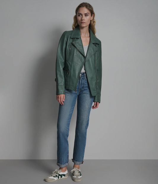 Asymmetric Moto Jacket for Women