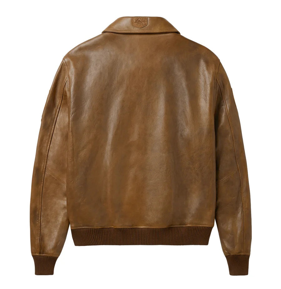 Women's Avirex Brown Vintage A-2 Flight Leather Jacket | Premium Retro Bomber Jacket