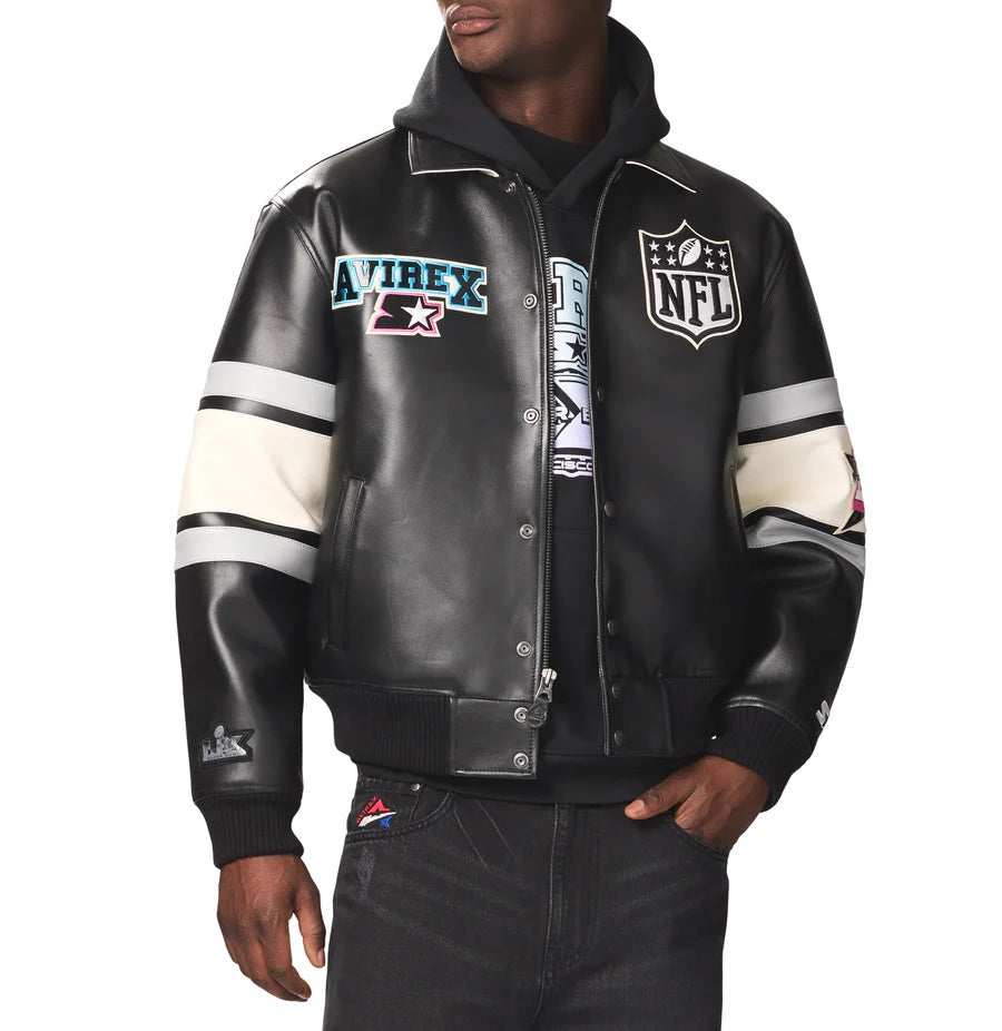 Avirex x Starter Bowl LX Leather Jacket | Premium Vintage Varsity Leather Jacket