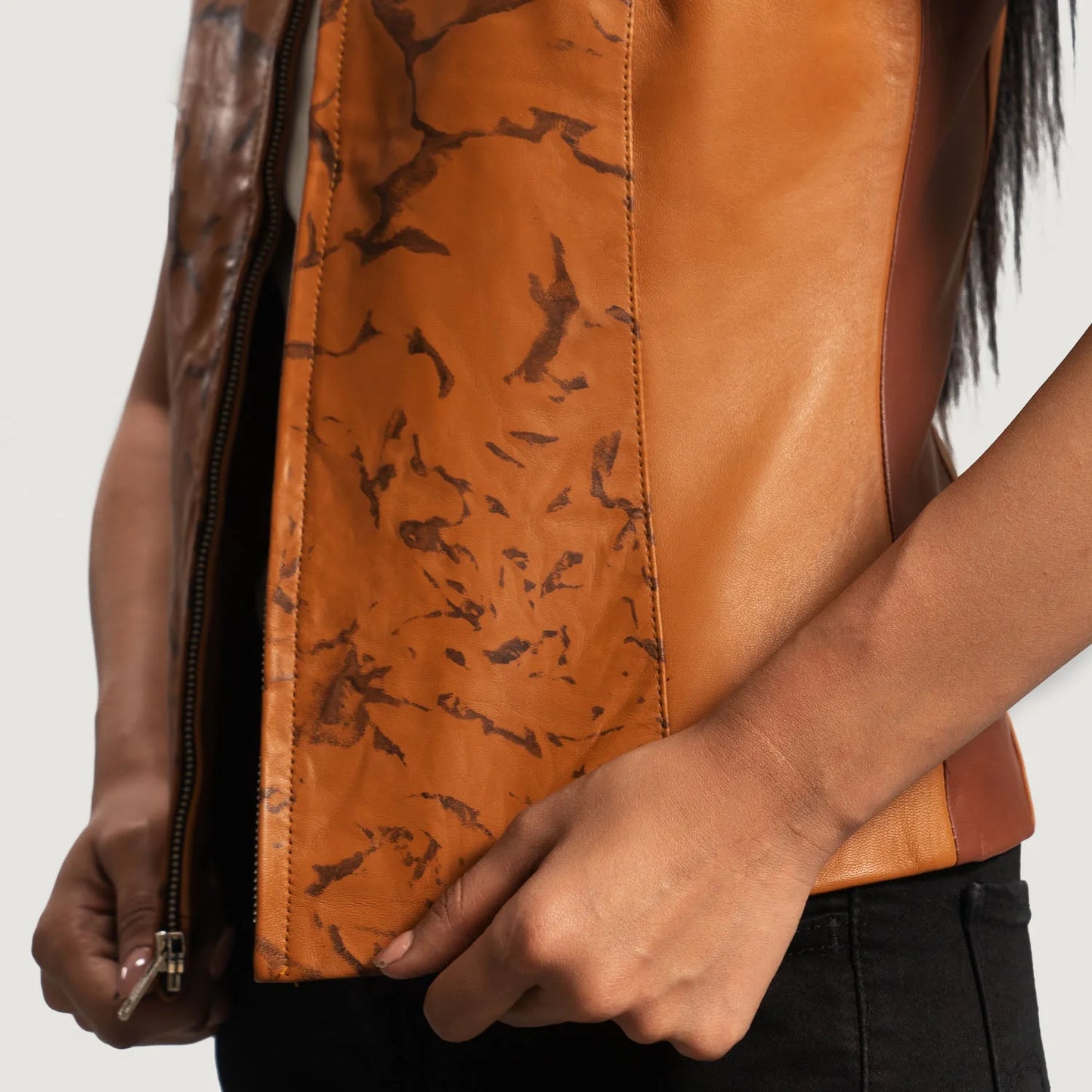 Westina Tan Dye Leather Vest for Women | Premium Genuine Sheepskin Leather Vest