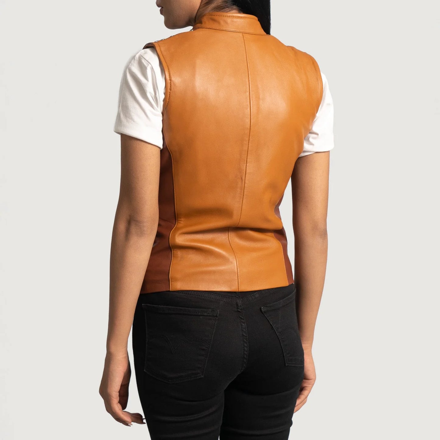 Westina Tan Dye Leather Vest for Women | Premium Genuine Sheepskin Leather Vest
