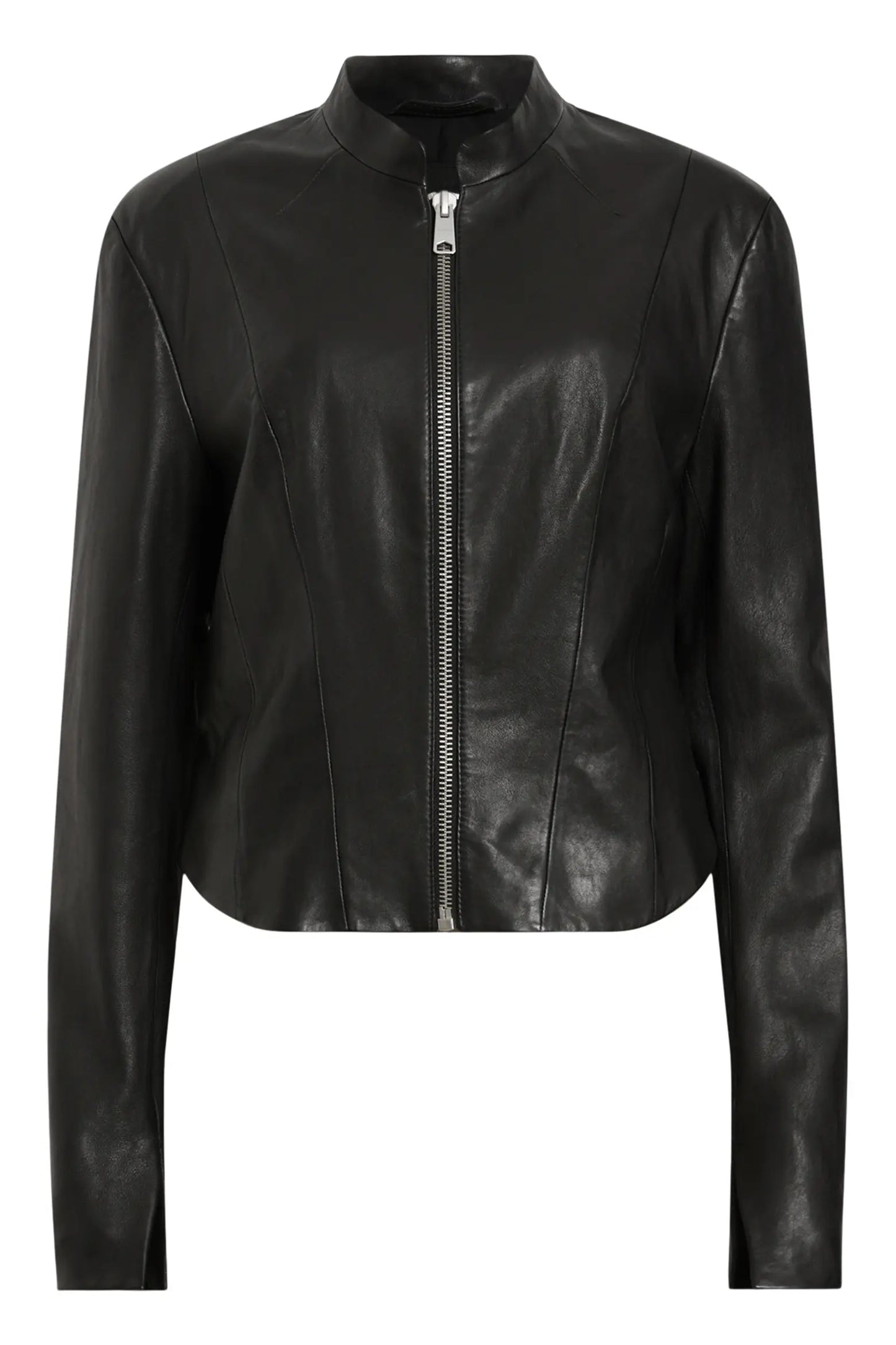 Women’s Black Leather Jacket – Classic Zip-Up Biker Style