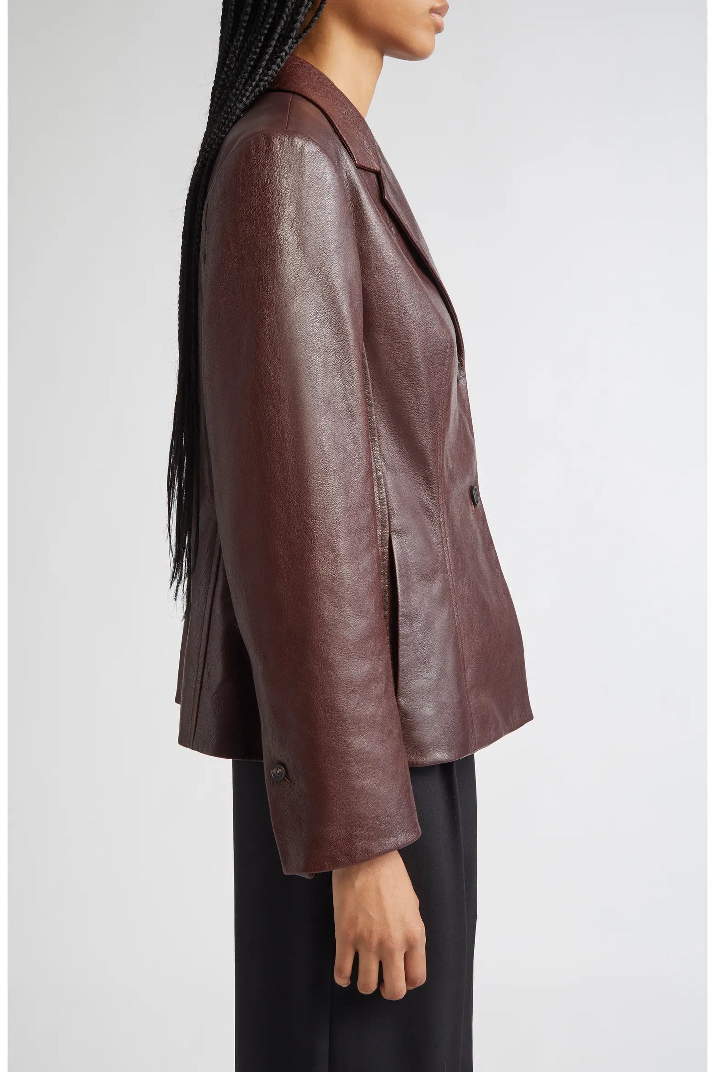 Women’s Brown Leather Blazer – Classic Tailored Fit
