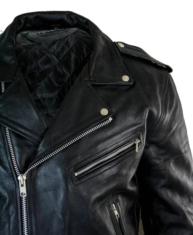 Black Unisex Biker Leather Jacket | Premium Motorcycle Jacket for Men & Women