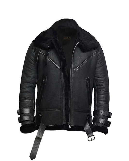 Men's B3 Bomber RAF Aviator Leather Jacket | Vintage Shearling Flight Jacket