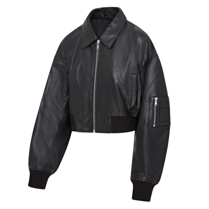 Warrington Women's Oversized Leather MA-1 Bomber Jacket | Premium Genuine Leather Outerwear