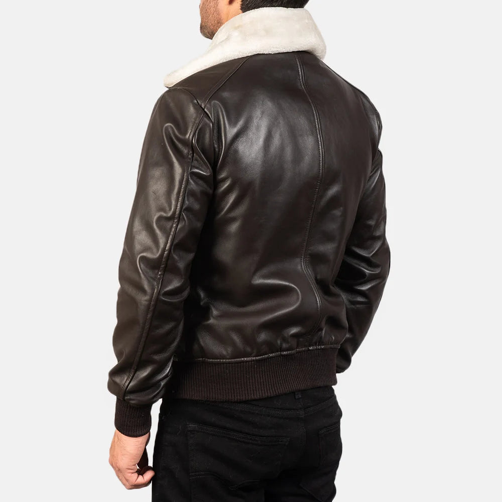 Airin G-1 Brown Leather Bomber Jacket for Men | Premium Genuine Leather Flight Jacket