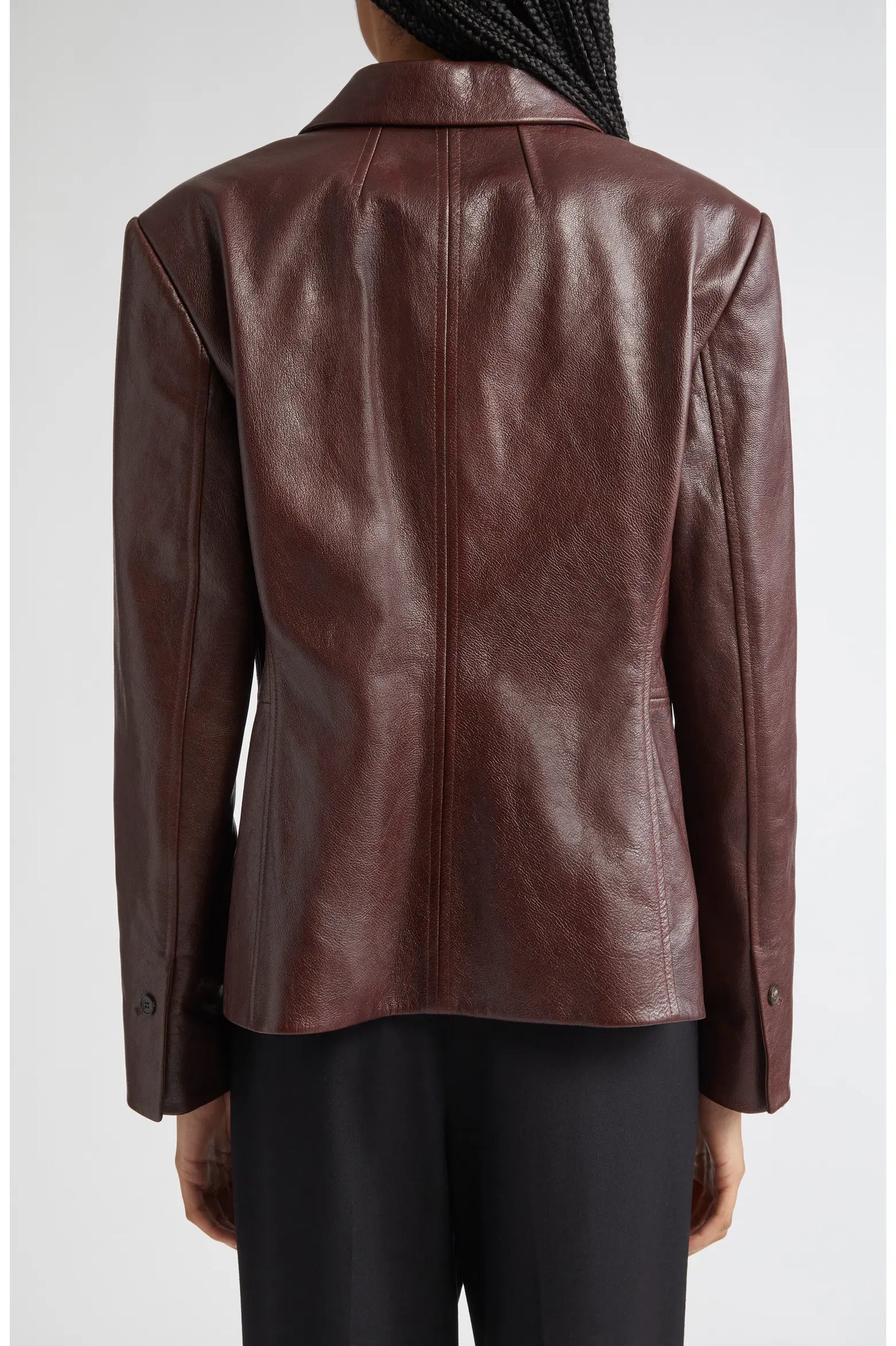 Women’s Brown Leather Blazer – Classic Tailored Fit