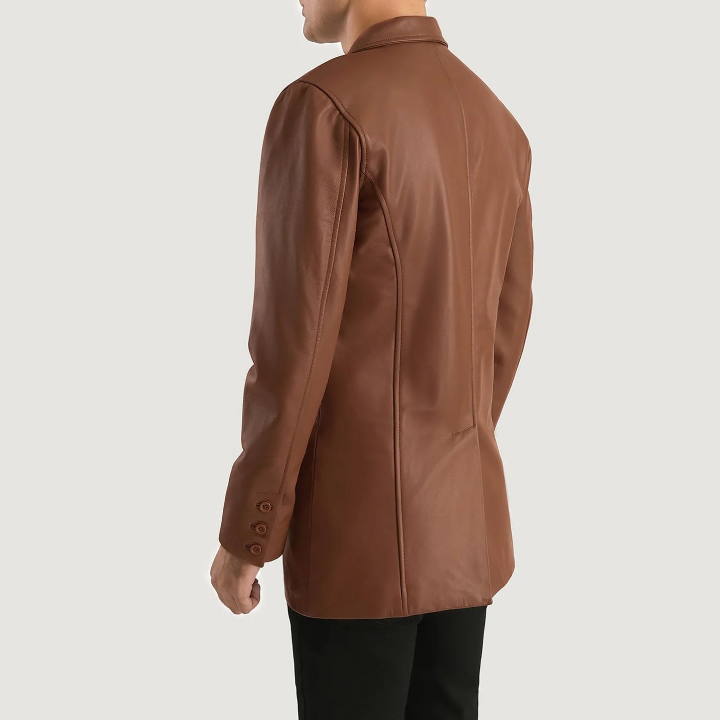 Ray Cutler Brown Leather Blazer for Men | Premium Genuine Leather Blazer