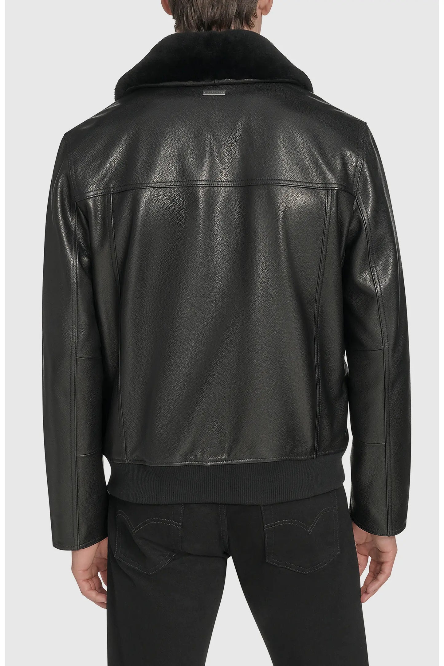 Men's Black Leather Aviator Jacket with Shearling Collar | Premium Flight Jacket