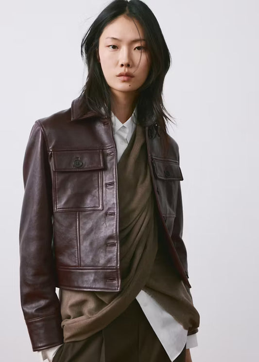 Luxury Burgundy Leather Jacket for Women | Premium Genuine Leather Jacket