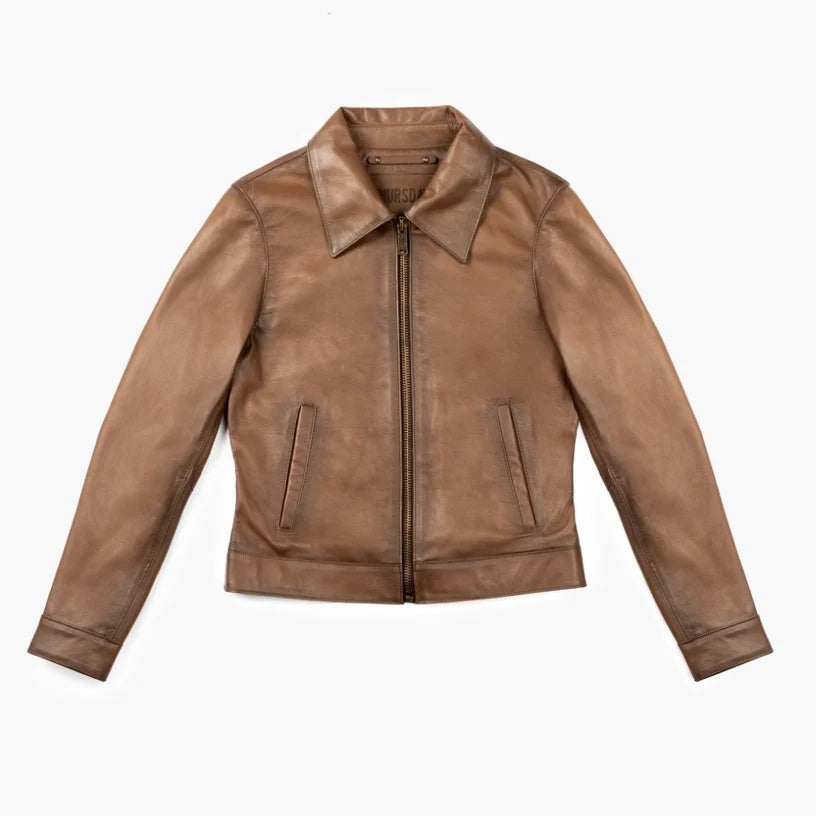 Women's Aviator Camel Leather Jacket | Premium Vintage Flight Bomber Jacket